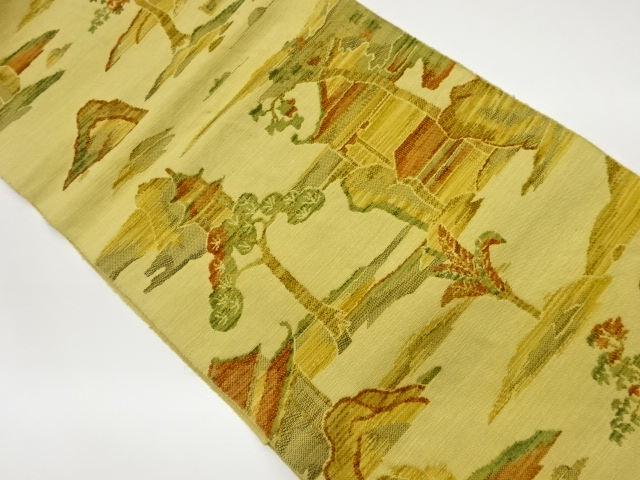 リサイクル　宝塔に樹木模様織出し名古屋帯